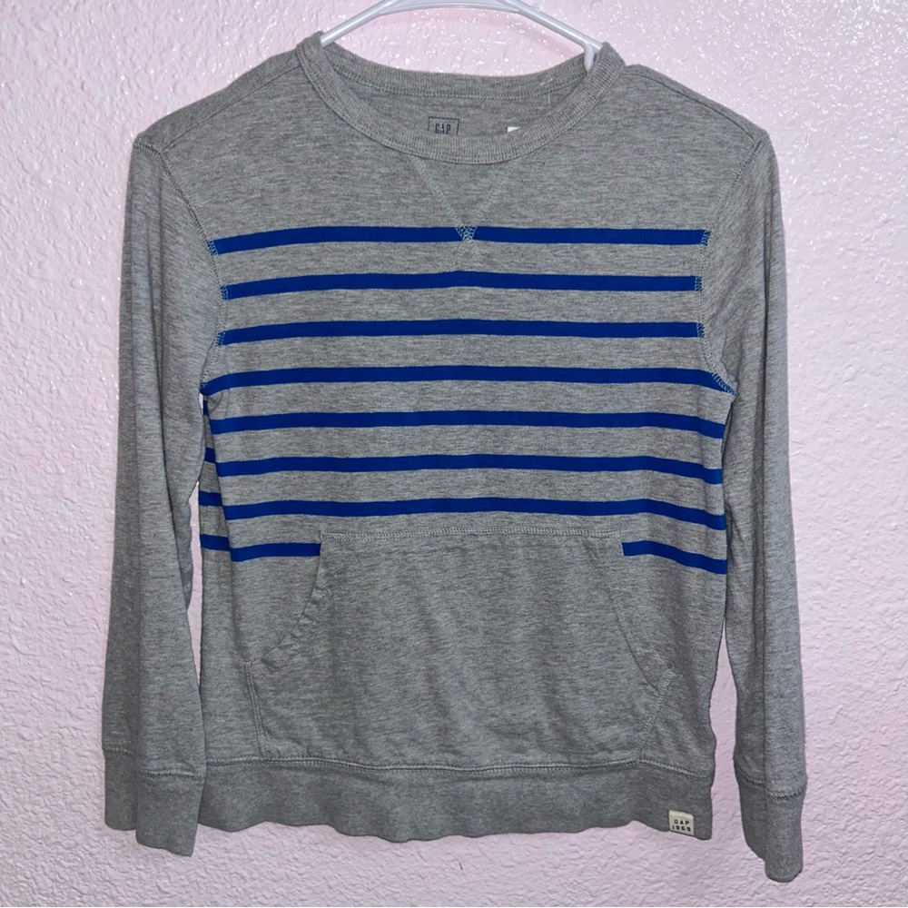 GAP Gray and Blue Striped Sweatshirt